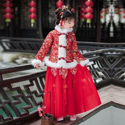 Lovely Flower Girls Dresses Chinese Girls Cheongsam Dress Baby Kids Elegant Clothes Traditiona Festival New Year Uniform