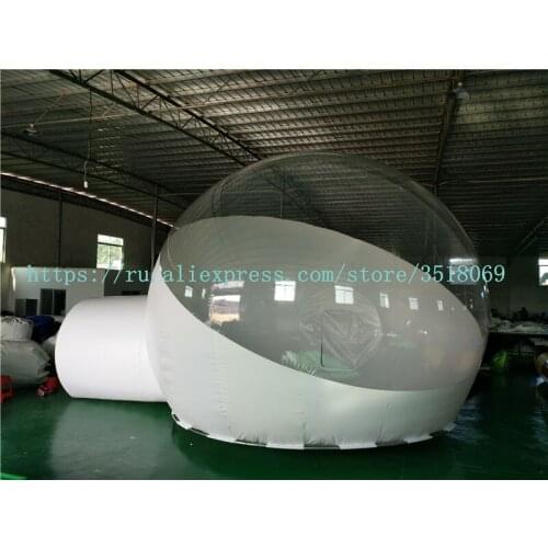 Sales of 6 meters of inflatable transparent bubble house with toilet, PVC transparent bubble house with steel frame, suitable fo