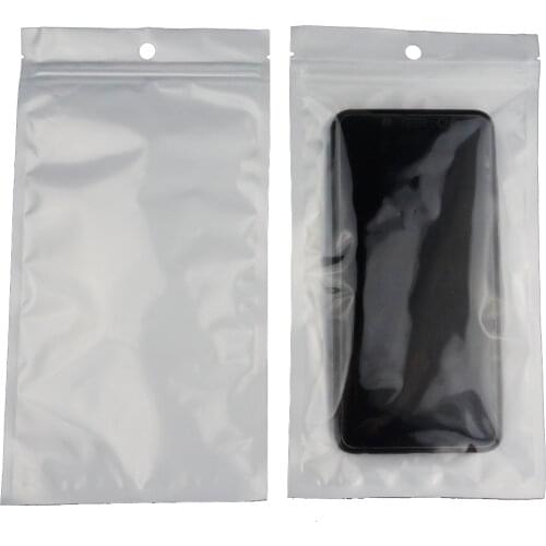 100pcs/lot 20*30cm White Translucent BOPP Pearl Film Ziplock Bag-Front Transparent Pack USB Flash Disk Crystal Pouch zipper Lock