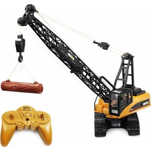 RC Trucks HUINA Toys 1572 1:14 15CH RC Alloy Crane Engineering Truck RTR Movable Latticed Boom Hook Mechanical Sound RC Trucks
