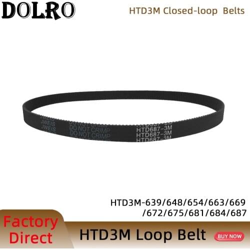Arc HTD 3M Timing belt C=639 648 654 663 669 672 675 681 684 687 width 6/9/10/12/15/20mm Rubbe Closed Loop Synchronous pitch 3mm