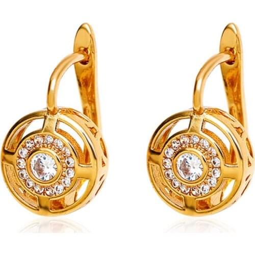 Copper Inlaid Zircon Creative Hollow Earrings Vintage Small Round Stud Earring For Women Punk Earrings Long Statement Jewelry