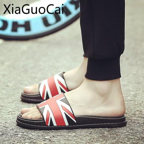 Summer Unisex Casual Slippers Men England Style Casual Slides Tide Brand Outdoor Bath Bathroom Slip Wear Sandal Male Slippers