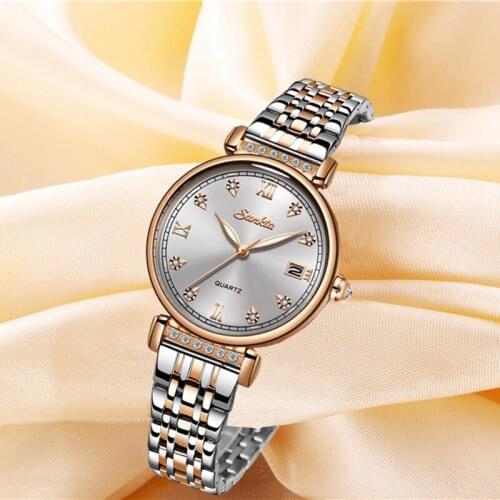 Sunkta Womens Watch Top Brand Luxury Diamond Waterproof Watch Womens Casual Fashion Ladies Watch Quartz Wristwatch Reloj Mujer