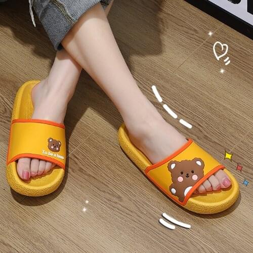Bear slippers female home bathroom bath antiskid couple home thick bottom cartoon slippers male mens shoes home slippers