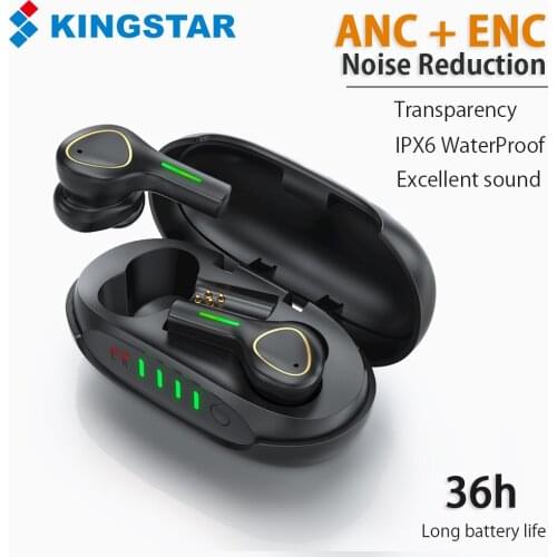 KINGSTAR X9 ANC Wireless Earphone TWS Bluetooth Earbuds Active Noise Cancel Headphone with MIC ENC Bass Waterproof Sport Headset