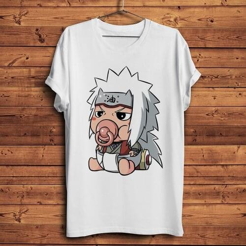 Funny cute baby style Gama Sennin Jiraiya and Tsunade anime t shirt men white casual tshirt unisex short streetwear manga tee