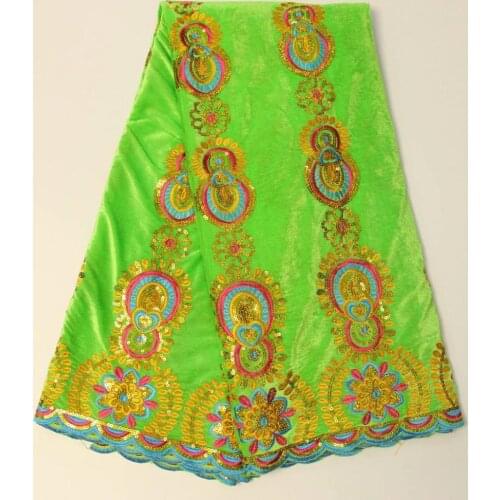 Green Velvet Lace Fabric with Sequins African Mesh Lace 2019 High Quality Sequins Lace Fabrics for Bridal Lace Materials 5yards