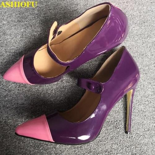 ASHIOFU Handmade Real Photos Women High Heel Pumps Mary Janes Party Office Dress Shoes Pointed-toe Evening Fashion Court Shoes