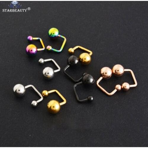2Pcs 1.2*6mm Surgical Steel Top Upper Earring Labret Lip Ring Body Jewelry Cartilage Piercing Ear Stud Tragus Helix Bar Piercing