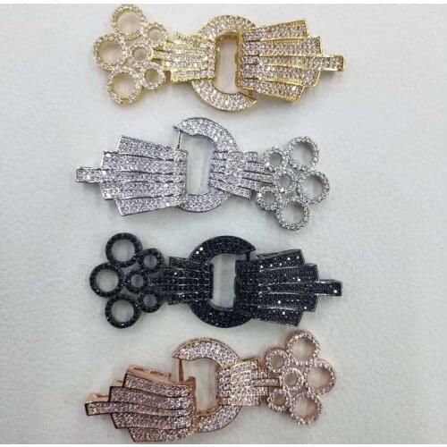 2pcs/lot 65X25mm Womens High Qualit CZ-inlaid Pearl multi-row Bracelet Buckle, necklace buckle, sweater chain connection buckle