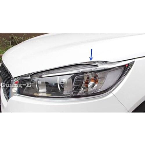 For Kia Sorento L 2015 2016 2017 Car Body Front Head Light Lamp Hood Molding Frame Stick ABS Chrome Cover Trim Hoods 2pcs