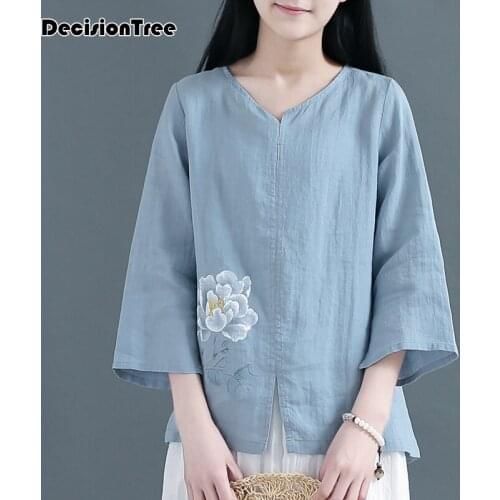 2021 tops hanfu top chinese shirt chinese style traditional chinese clothing for women v neck loose chinese traditional tops