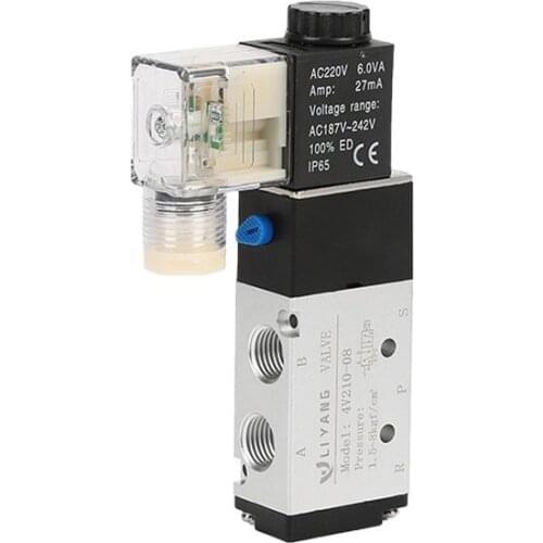 4V210-08 Pneumatic Control Solenoid Valve 2 Position 5 Way Air Valve 12V 24V 110V 220V Pneumatic Solenoid Valve 4V310-10 Cylinde