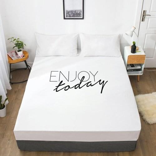 White Letter Fitted Sheets Mattress Cover With Elastic Band 3D Bed Sheet Linens 200x200 160x200 Bed Sheet Customize size/design