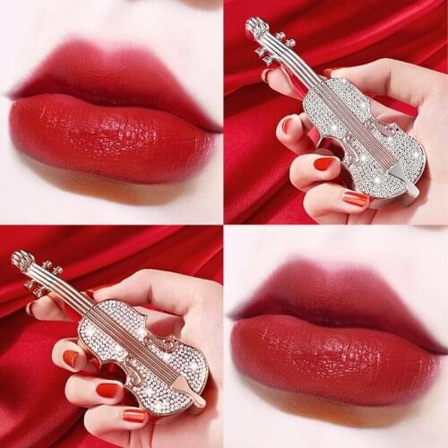 Violin Lip Gloss Liquid Lipstick Matte Lip Gloss Velvet Lip Glaze Long Lasting Moisturizing Nonstick Cup Sexy Lip Gloss Makeup