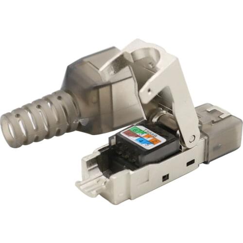 Cat8 Cat.6A Cat7 RJ45 Plug Shielded Die-Cast Metal Easy Field Termination Ethernet Adapter Patch Panel Connector