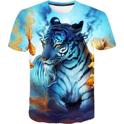 Children Fashion Animal Tiger 3D Boys/girl 3D Printing Kids Short Sleeve T-shirts Casual Baby Clothing Summer funny Tops