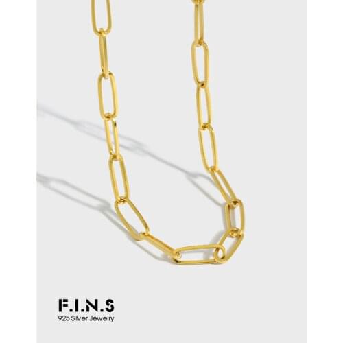 F.I.N.S Classic Texture Chain Link S925 Sterling Silver Choker Necklace Clavicle Chain Stackable Fine Jewelry for Decoration