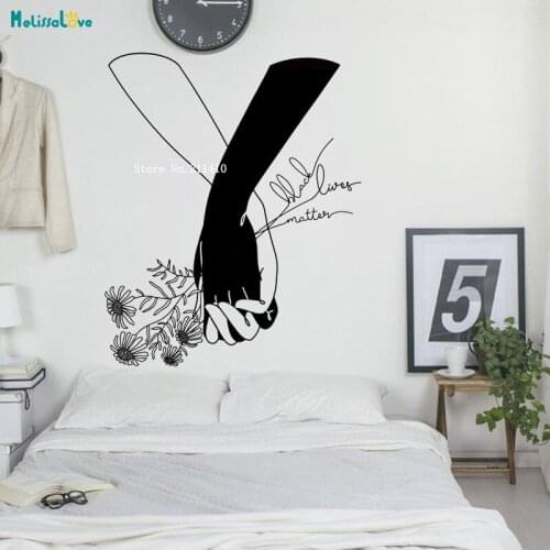 Black Lives Matter Botanical Line Art Wall Sticker Flower Love Murals Removable Decals Innovative Design YT5809