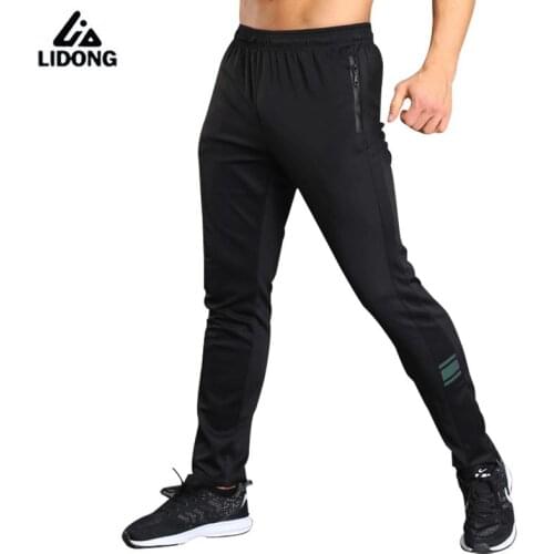Hot Men Soccer Training Pants Slim Skinny Leg Sports Survetement Football Running Pants Tracksuit Trousers With Zipper Pockets