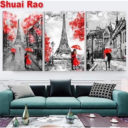 Paris Lovers Romantic Street View landscape 5d diy diamond painting full square/round mosaic tower diamond embroidery wall art