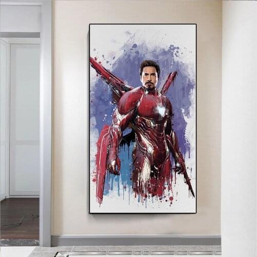 Watercolor Iron Man Canvas Painting Anime Home Wall Decoration Posters and Prints Canvas Painting Baby Room Decoration Frameless