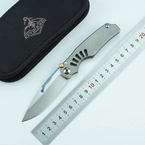 KEVIN JOHN VENOM TiLock M390 blade Titanium handle Flipper folding knife Outdoor camping hunting knives EDC tools