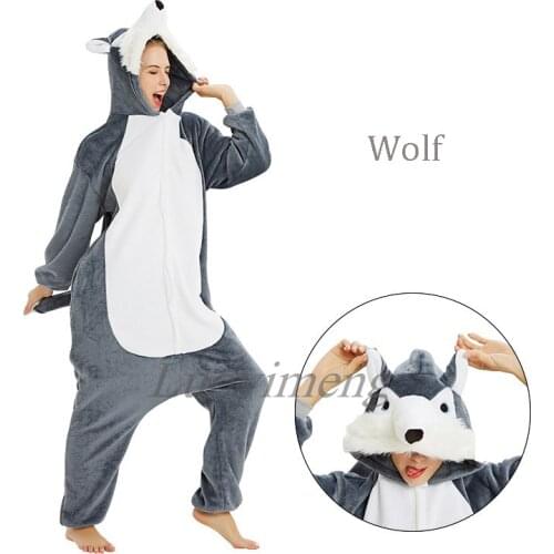 Unicorn Onesies Unisex Winter Kigurumi Fox Wolf Panda Onesies Women Nightwear Anime Costumes Adults Flannel Sleepwear Pajamas