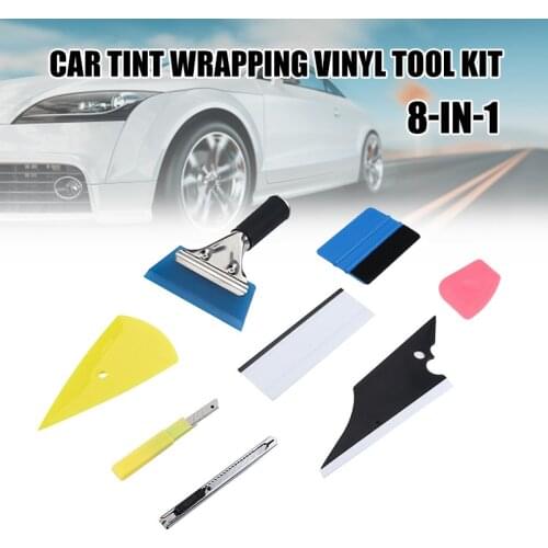Window Tint Application Tool Set of 8 Auto Vinyl Wrap Squeegee with Zippy Film Cutter Scraper Car Glass Application Kit JDH88