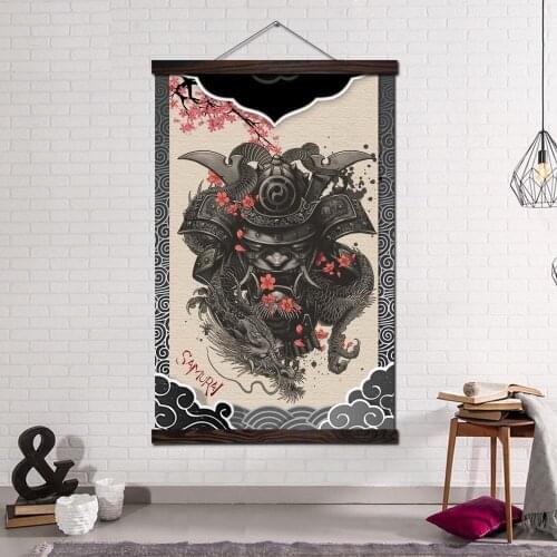 Wall Art Decor Posters and Prints Canvas Painting Home Decoration Wall Pictures for Living Room Japan Art Samurai Cloud Pattern