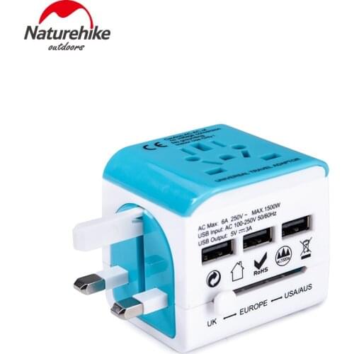 Naturehike Outdoor Tools transverter Socket Conversion Plug Adapter Universal Travel Socket USB Connector US UK EU NH18P001-J