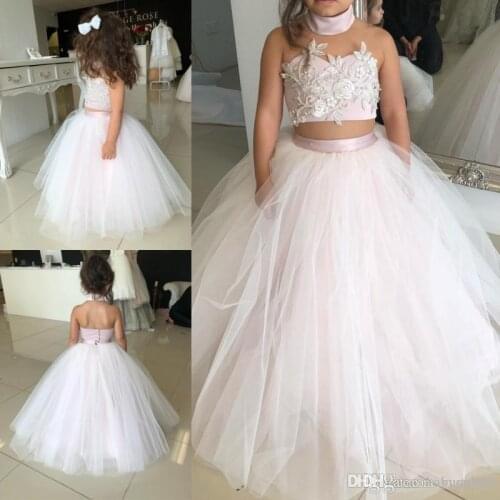 Flower Girl Dresses Special Occasion Dress For Weddings Floor Length Kids Pageant Dress Lace Communion Dress