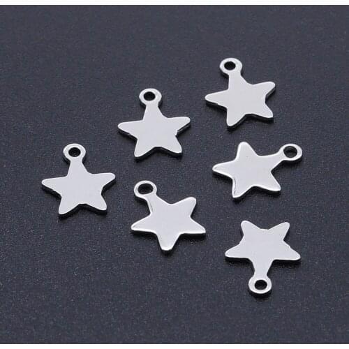 20pcs/Lot 100% Stainless Steel Star Charms DIY Pendant For Making Necklace Bracelet Jewelry