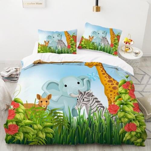 Cartoon bedding double bed Duvet cover 140x200 Bed linen 2 people Bedding for Baby children Boy Bed Set Zoon