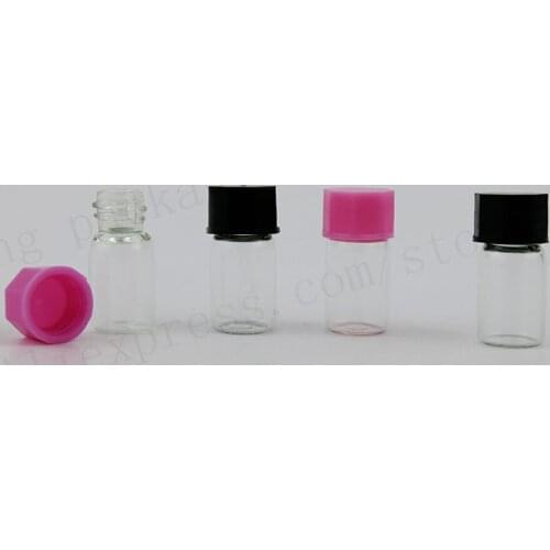 100 x 1ML Clear Mini Screw Neck Glass Vials with Plastic Lids 1cc Sample Glass Bottles Jars Containers for Cosmetic Using