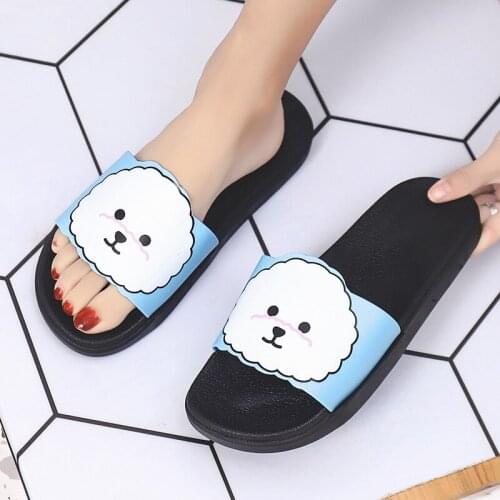 PVC Women Summer Slippers Slide Sandals Cartoon Dog Slides Slip On Sandals Women Shoes Flip Flops Soft Sole Beach Shoes TUOX174