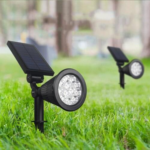 12LED Solar Lamp 12W Outdoor Lawn Garden Courtyard Spotlight Landscape Decoration Lighting Lamp Colorful RGB Ground Plug Light