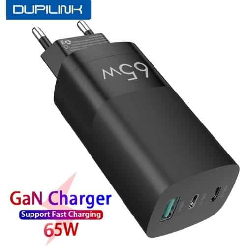 DUPILINK GaN Charger Quick Charge 4.0 QC 3.0 65W Type C PD USB Charger Portable Fast Charger ForiP ForXiaomi QC 5.0 Laptop
