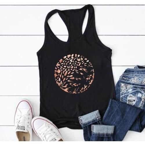 Fashion Golden Rice Print Tank Top Women Sleeveless Summer Vest Aesthetic O Neck Graphic Ladies Tops gym tank top women