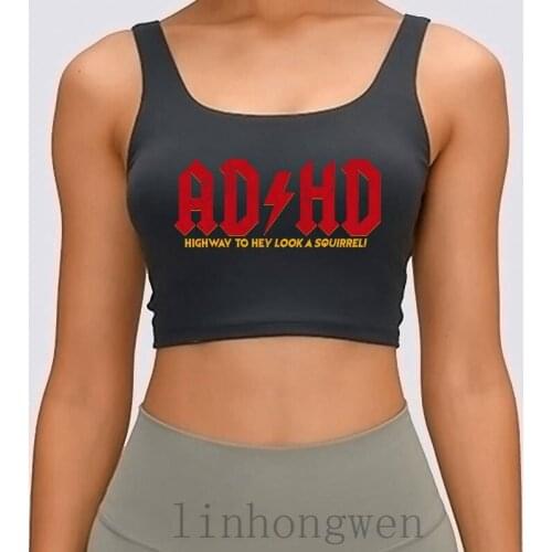 Navy Blue Adhd Women Tank Tops For Leisure Crop Top Man Spring Autumn Euro Size S-XL Unisex Navy Blue