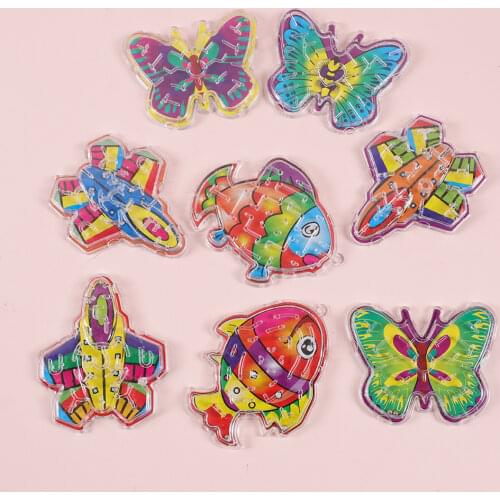 12Pcs Cute Animal Plane Maze Puzzle Game Small Intelligence Labyrinth Toys Baby Shower Kids Birthday Party Favors Pinata Fillers