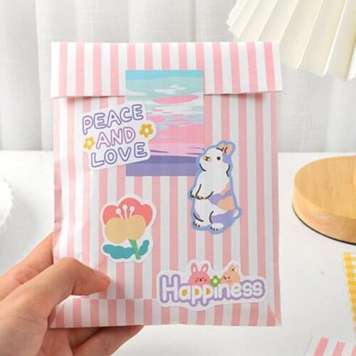 2pcs Paper Gift Bag + 20pcs Sticker ) Cartoon Rabbit Cows Love Series Packing Bags for Snacks Foods Flowers Sets