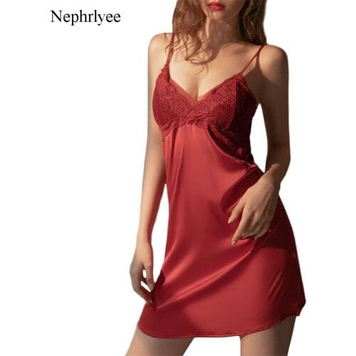 2021 New Sexy Womens Sleepwear Perspective Lace Nightdress Thin Homewear Nightwear Silk Sleeveless Nightgown Night Dress SLP356