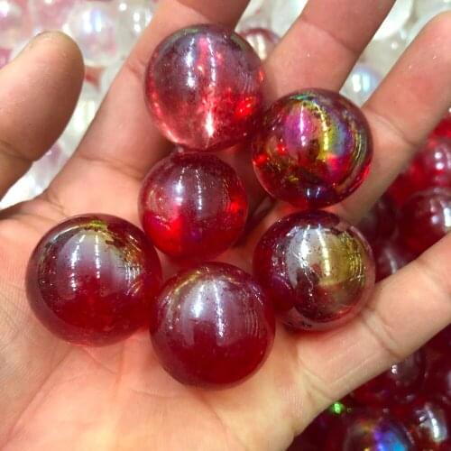 5pcs RARE Rainbow red FLAME AURA Quartz Crystal ball point specimen