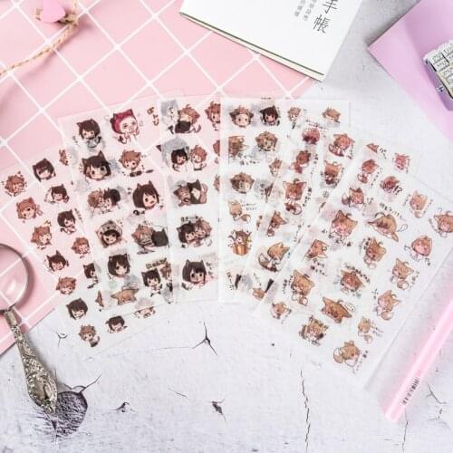 6pcs/Bag cute cat boy comic series decoration sticker DIY bullet diary scrapbook diary stationery kawaii sticker aesthetics
