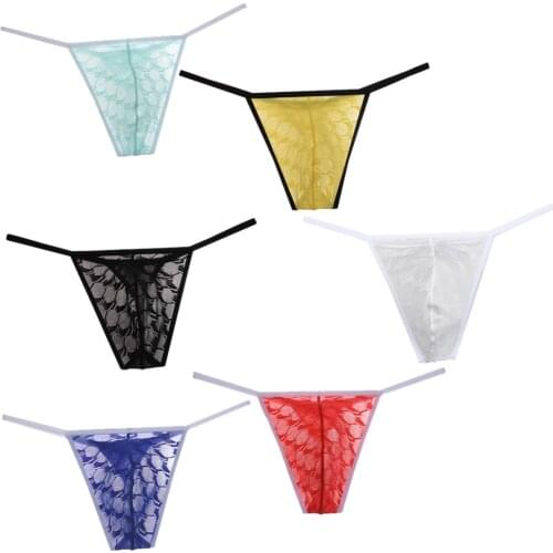 6PCS/Lot Hexagon Pattern Bikini Male Thong Sexy Men Underwear Elaborate Craft Fashion Underpants Fashion G-strings