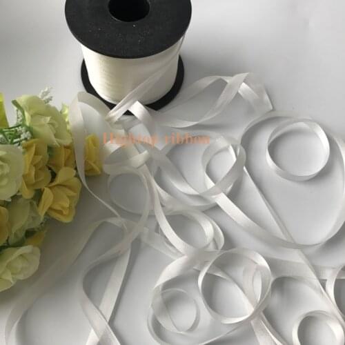 7mm 50m 100m 200m per roll white Genuine undyed white pure silk ribbon for embroidery and handcraft project free shipping