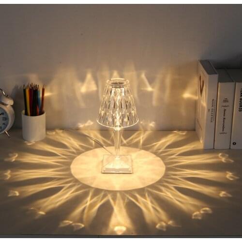 USB Diamond Table Lamp Acrylic Decoration Light for Bar Bedroom Bedside Coffee Crystal LED Desk Lamps Night Lights Home Lighting