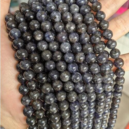 Natural Stone Lolite Beads 6/8/10mm High Quality Loose Smooth Round Purple Cordierite Lolite Stone Beads For Jewelry Making DIY